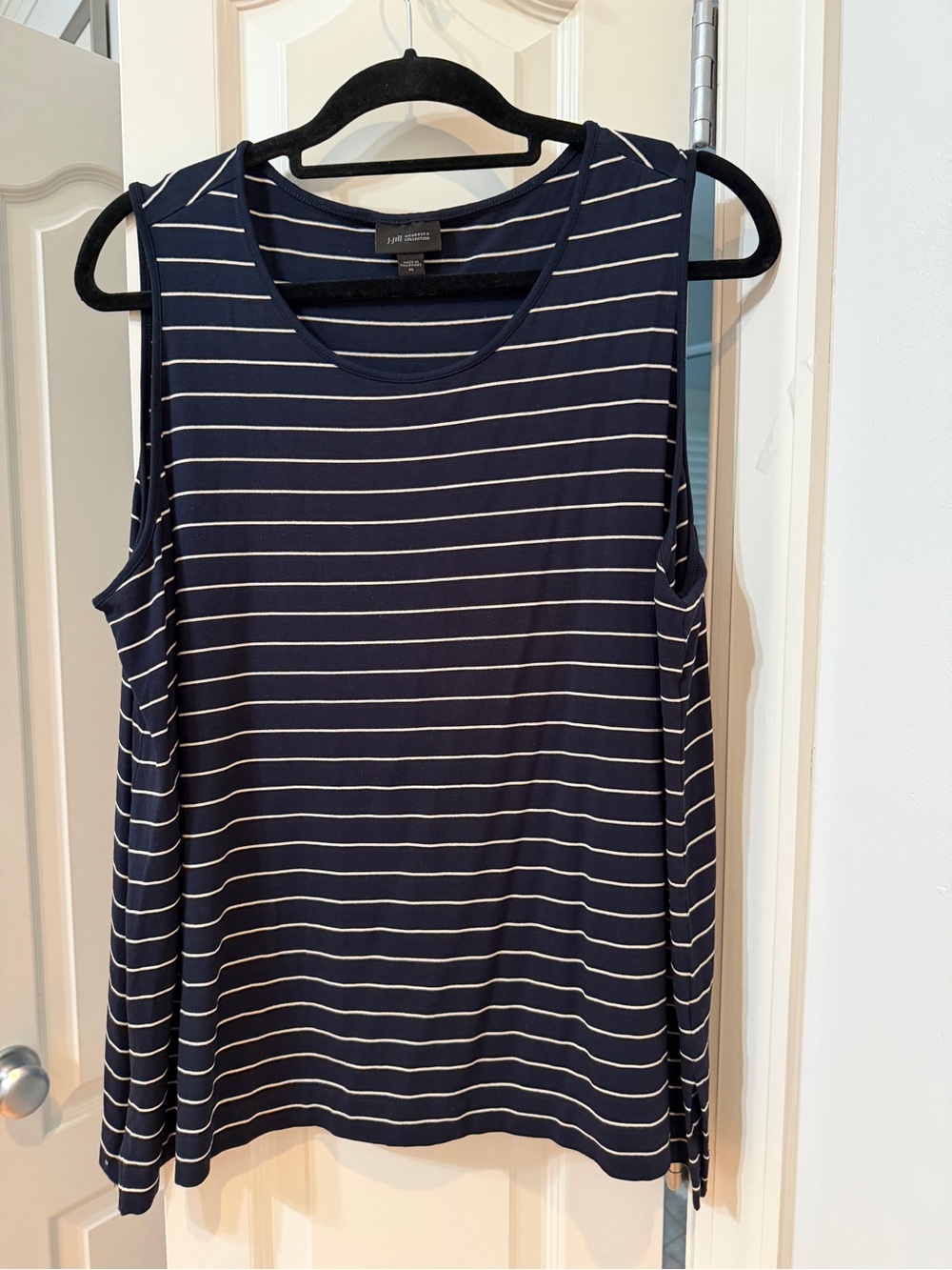 Ann Taylor Navy and White Striped Sleeveless Tank